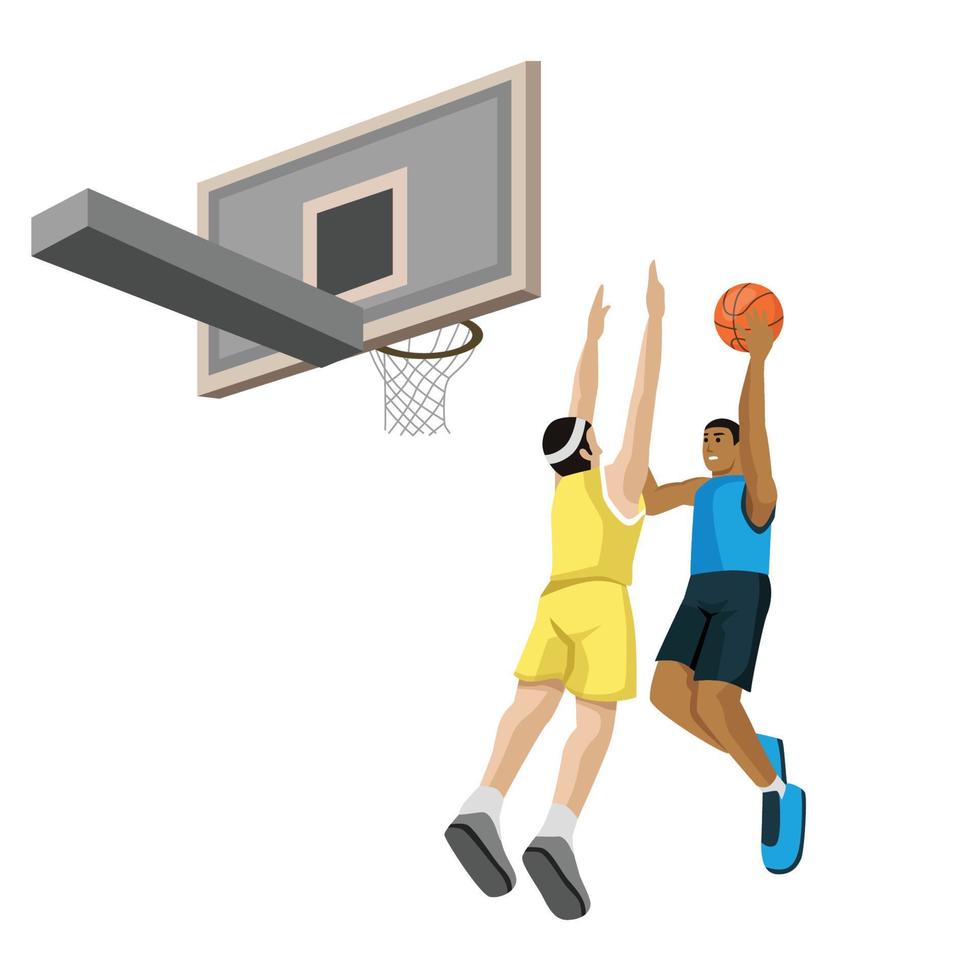 Vector Illustration Of boys Playing Basketball. lay up motion