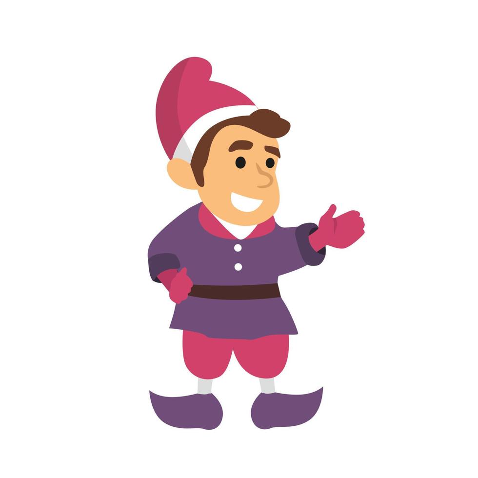 cute young gnome talking flat vector illustration