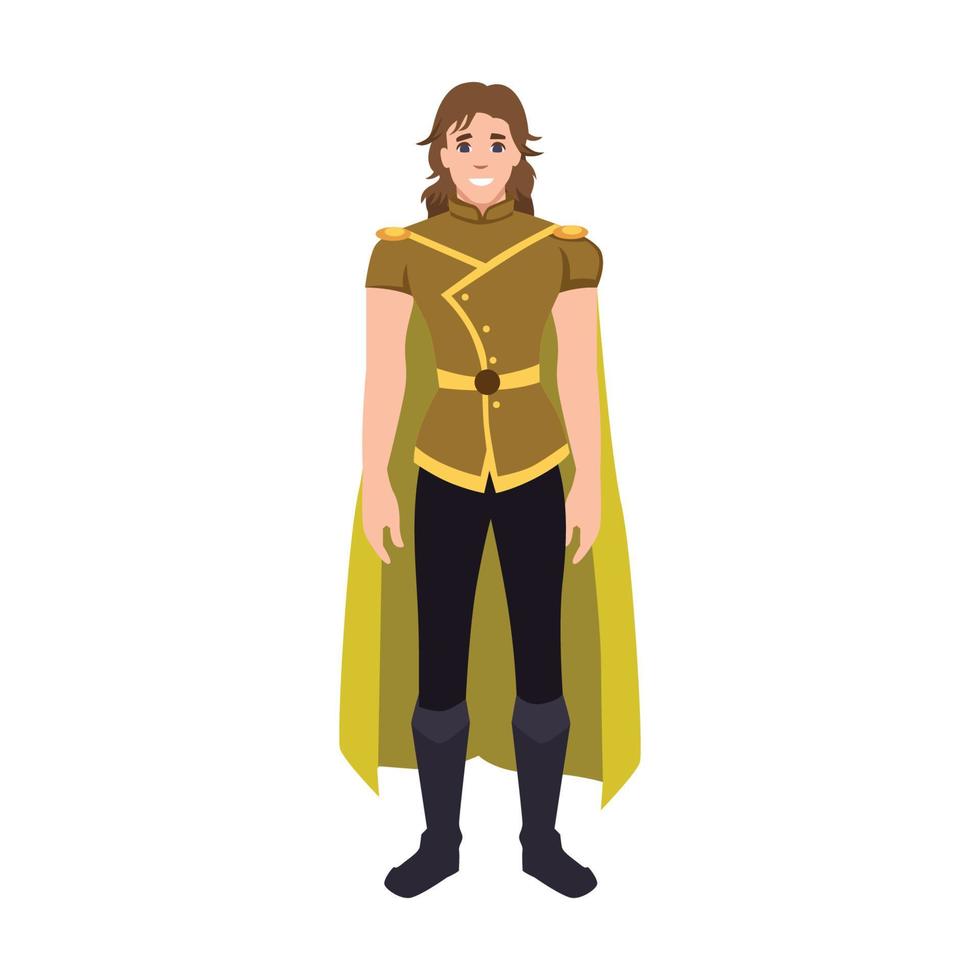 Illustration of Prince Charming standing with a green magical costume vector