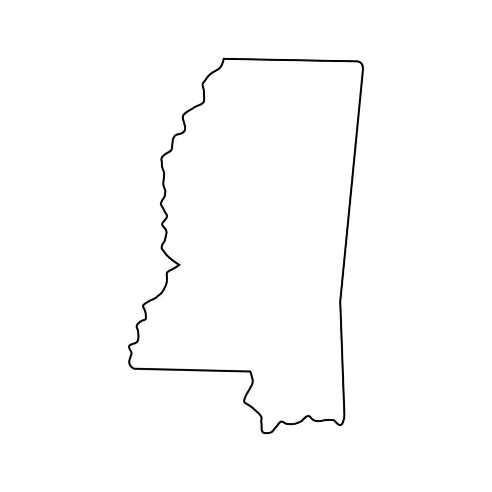 Mapa de Mississippi sobre fondo blanco. vector