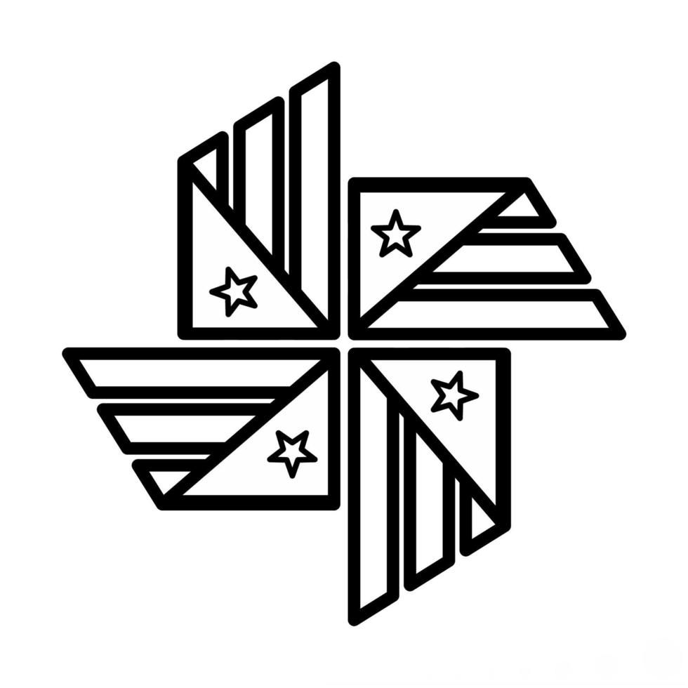 USA Flag Windmill Icon in Line Style vector