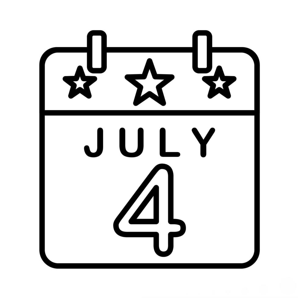 USA Independence Day Calendar Icon Line Style vector