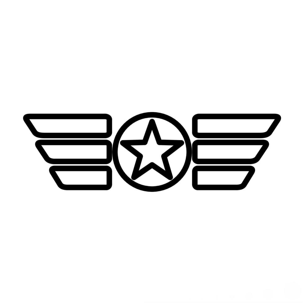 estilo de línea de icono de emblema de alas de bandera de estados unidos vector