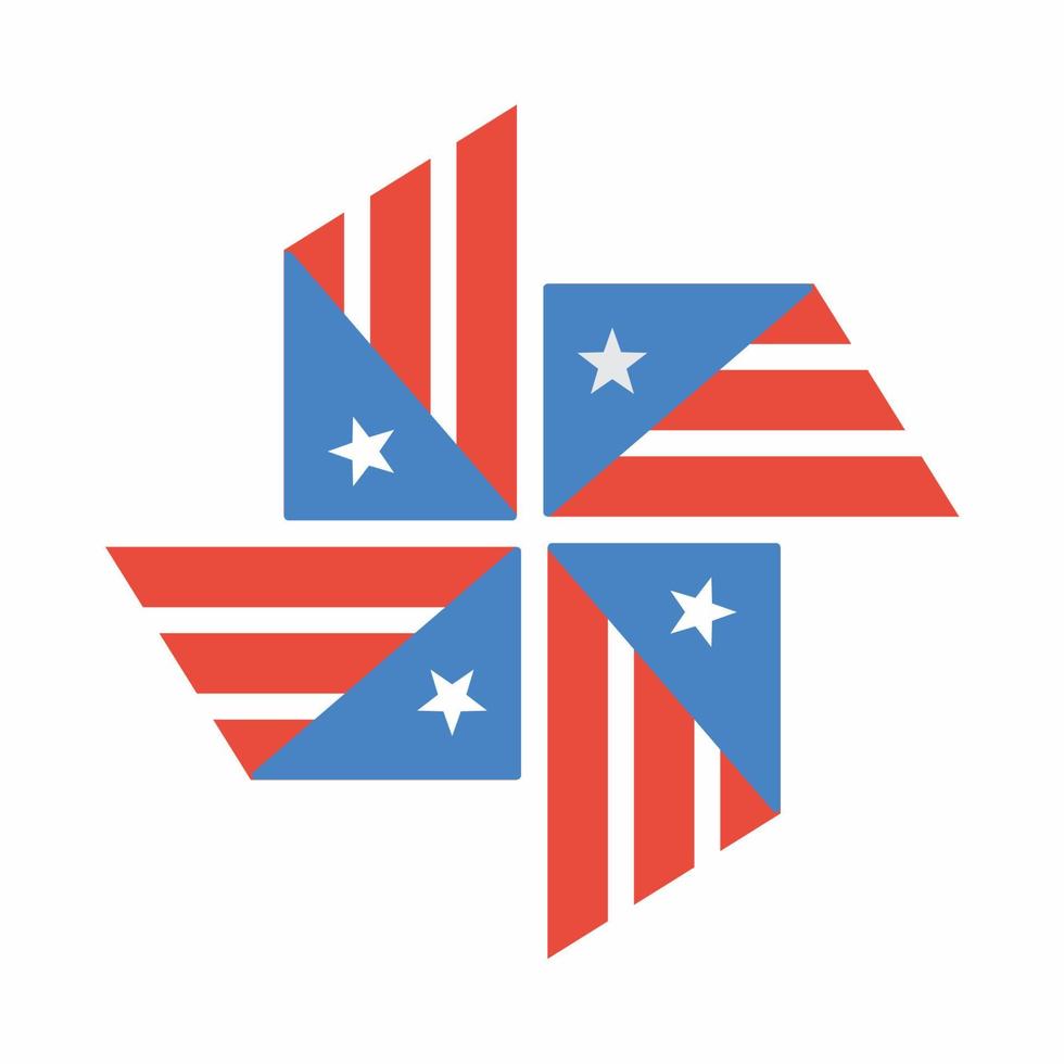 USA Flag Windmill Icon Flat Style vector