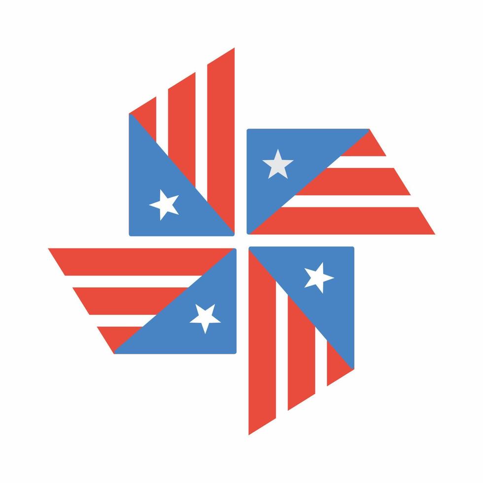 icono de molino de viento de bandera de estados unidos estilo plano vector