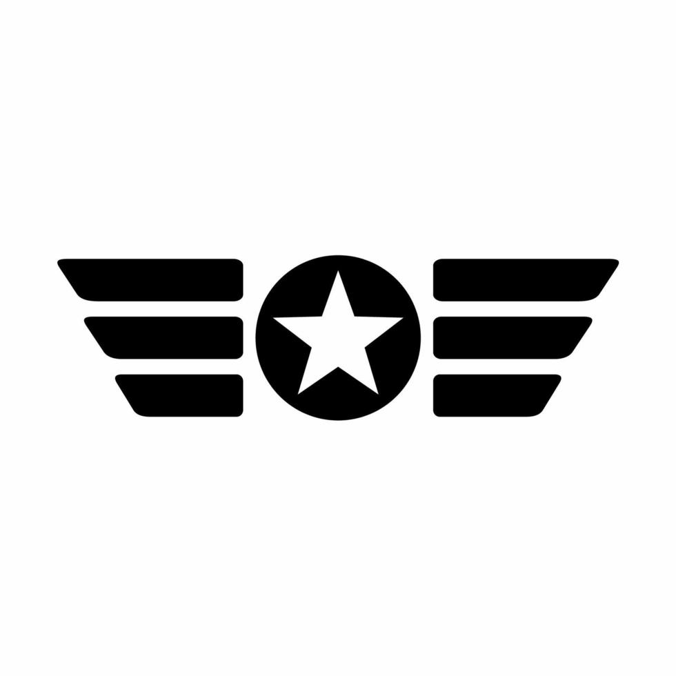 Wings Emblem Icon Black and White Style vector