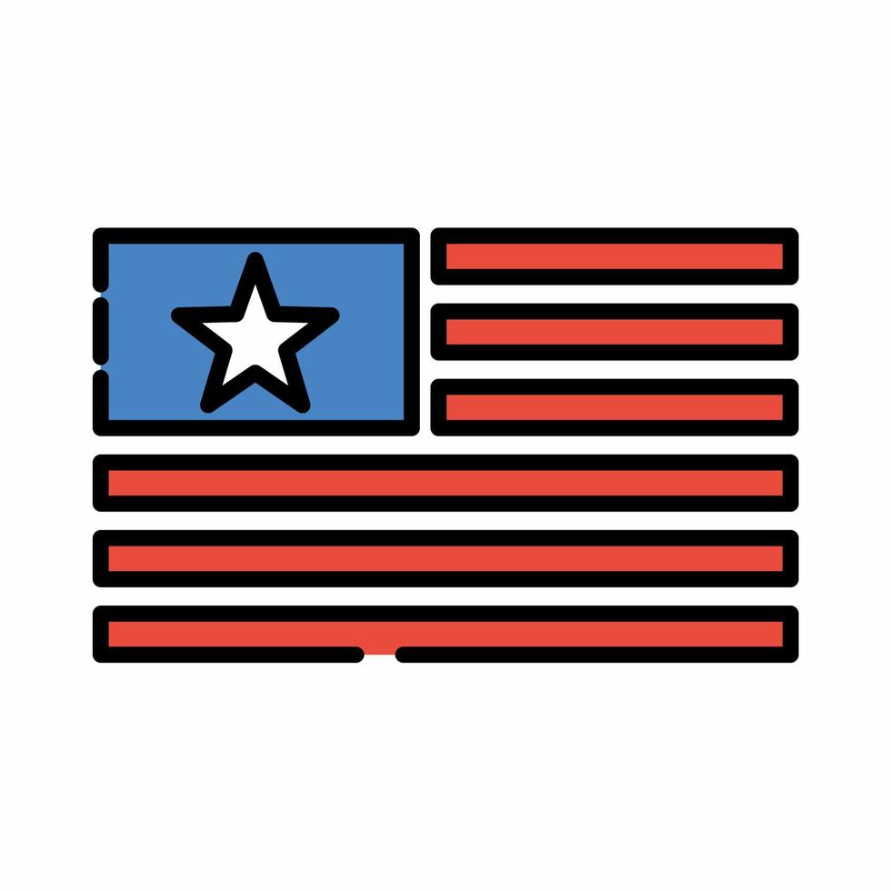 USA Flag Icon Flat Line Style vector