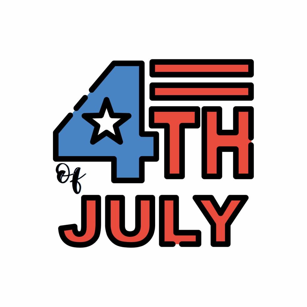 4th of July Independence Day Icon Flat Line Style vector