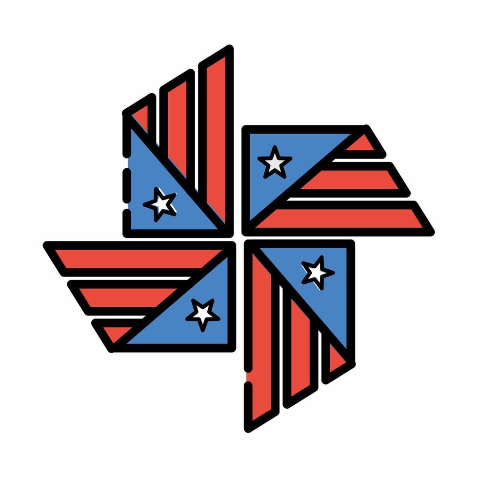 USA Flag Windmill Icon Flat Line Style vector