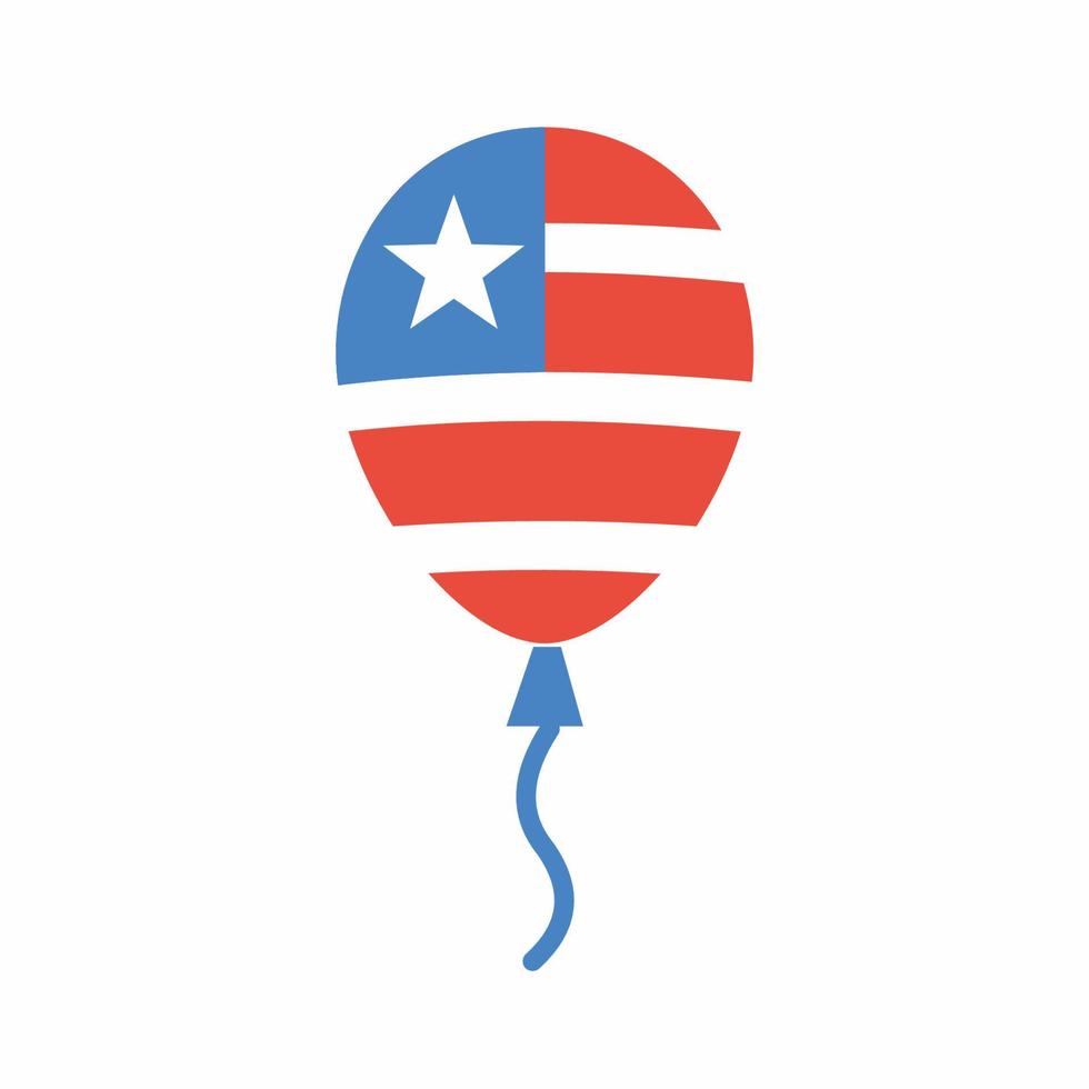 icono de globo de bandera de estados unidos estilo plano vector