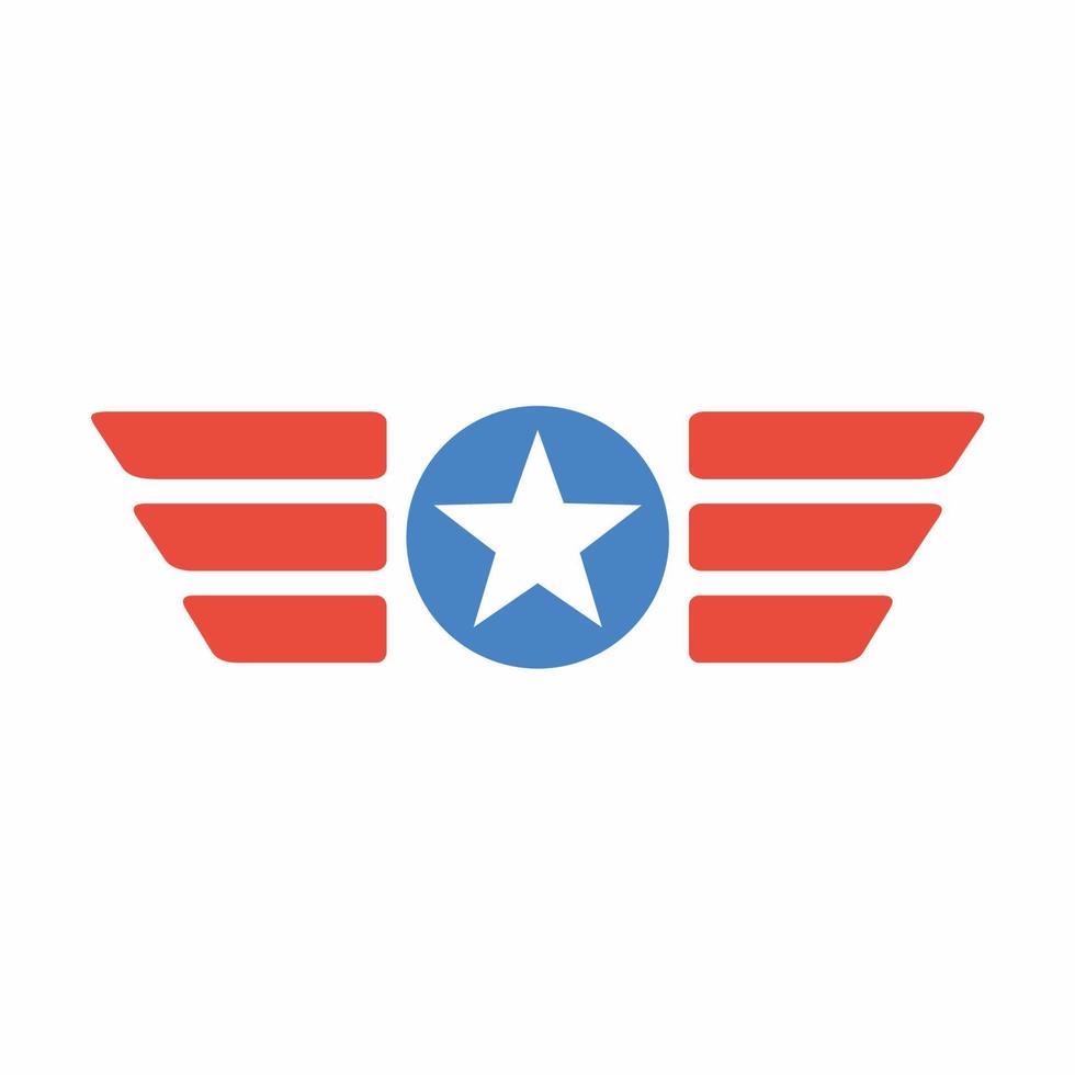 USA Flag Wings Emblem Icon Flat Style vector