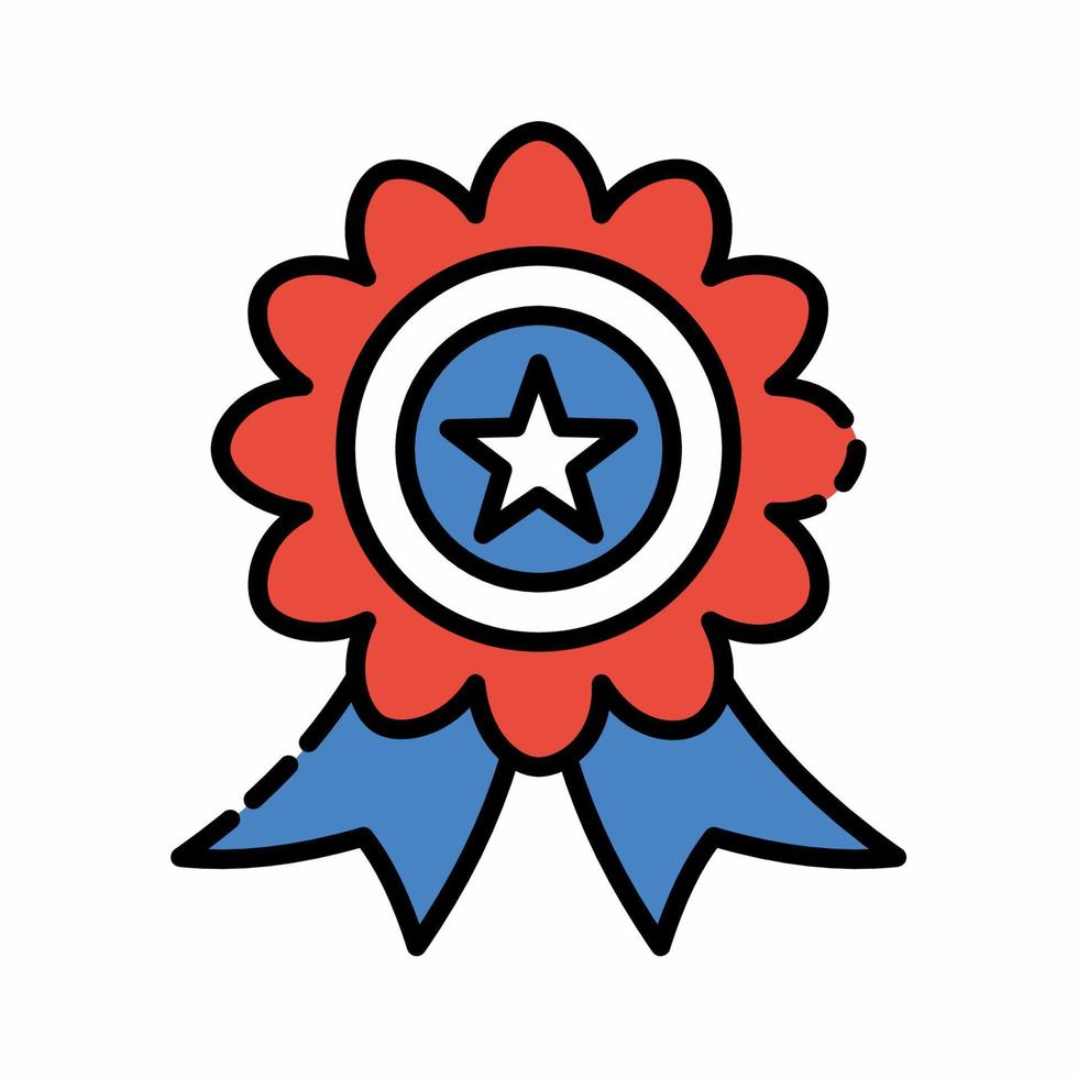 USA Badge Icon Flat Line Style vector
