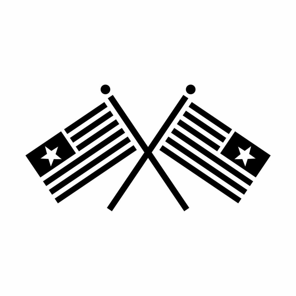 USA Flags Crossed Icon Black and White Style vector