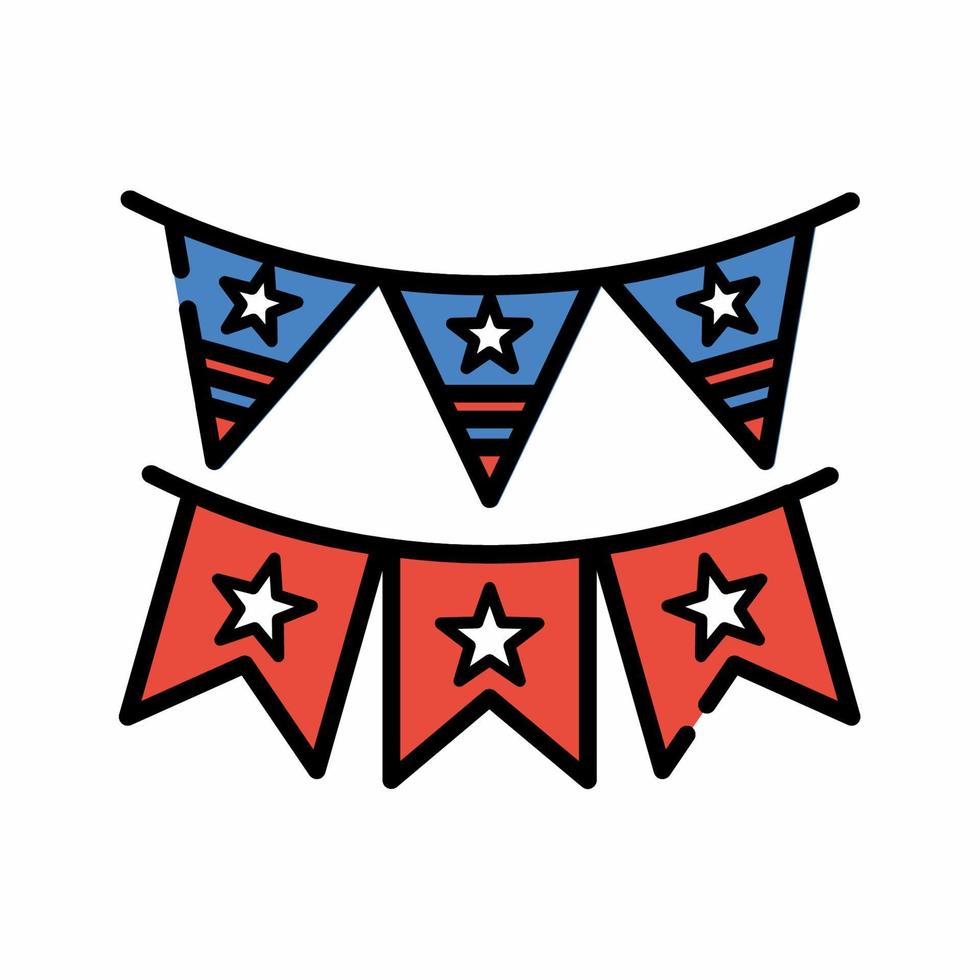 USA Star Flags Icon Flat Line Style vector
