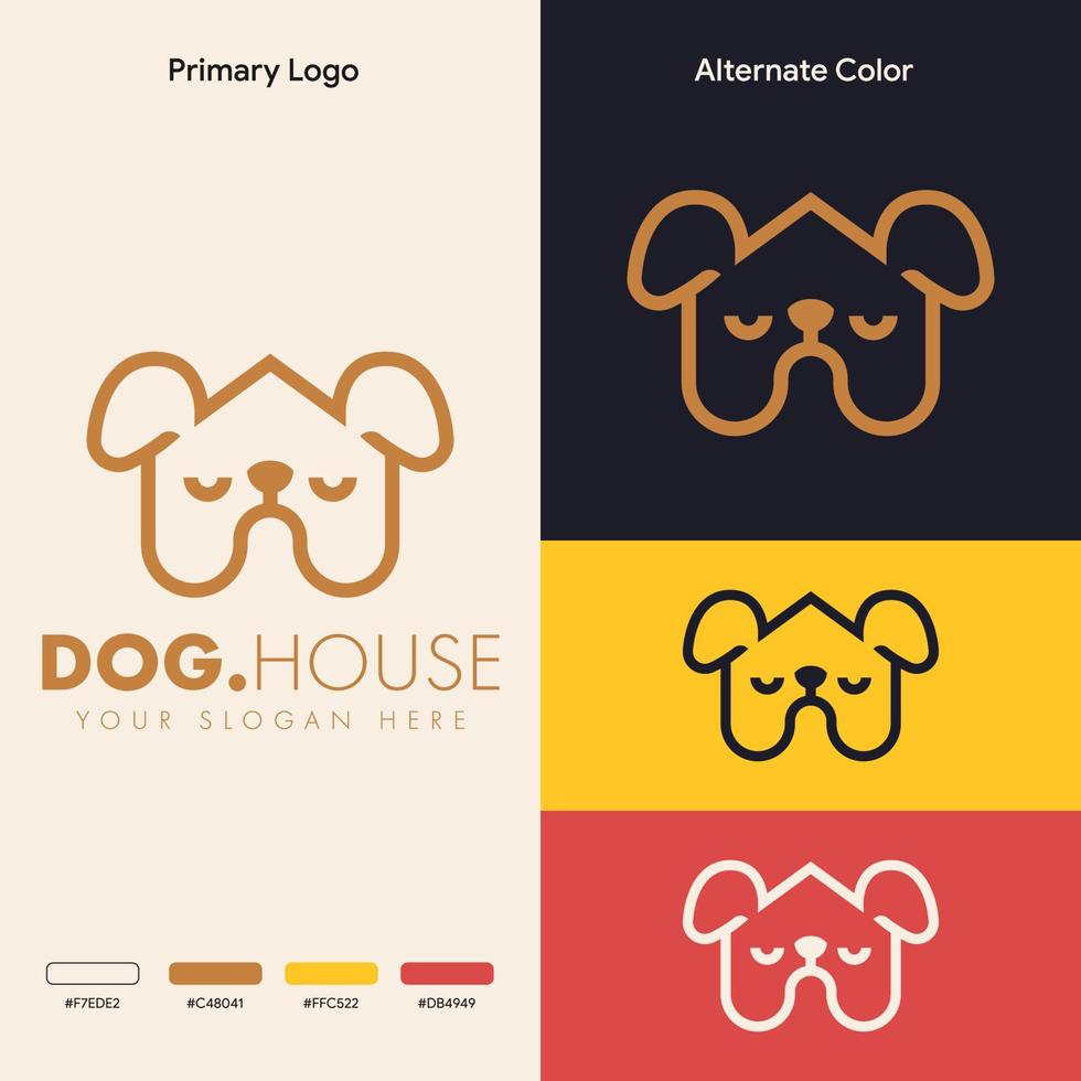 simple dog house logo design vector