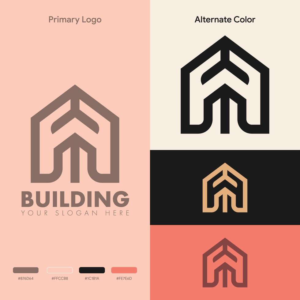 diseño de logotipo de construcción de viviendas simple vector