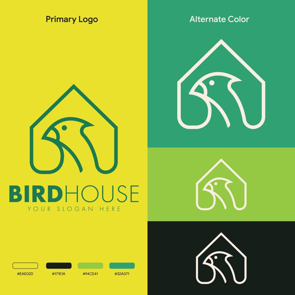 simple bird house logo design vector