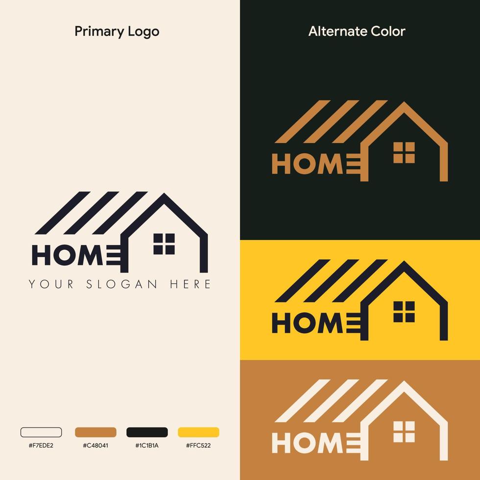 diseño de logotipo de construcción de viviendas simple vector