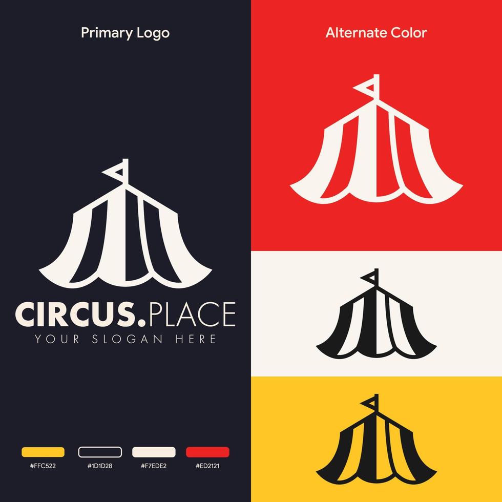 simple circus tent logo design vector