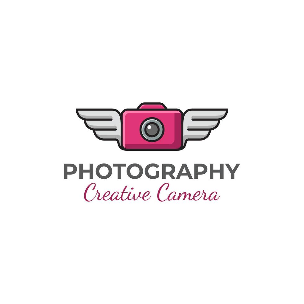 drone logo symbol, modern photography creative camera with wings of logo design vector