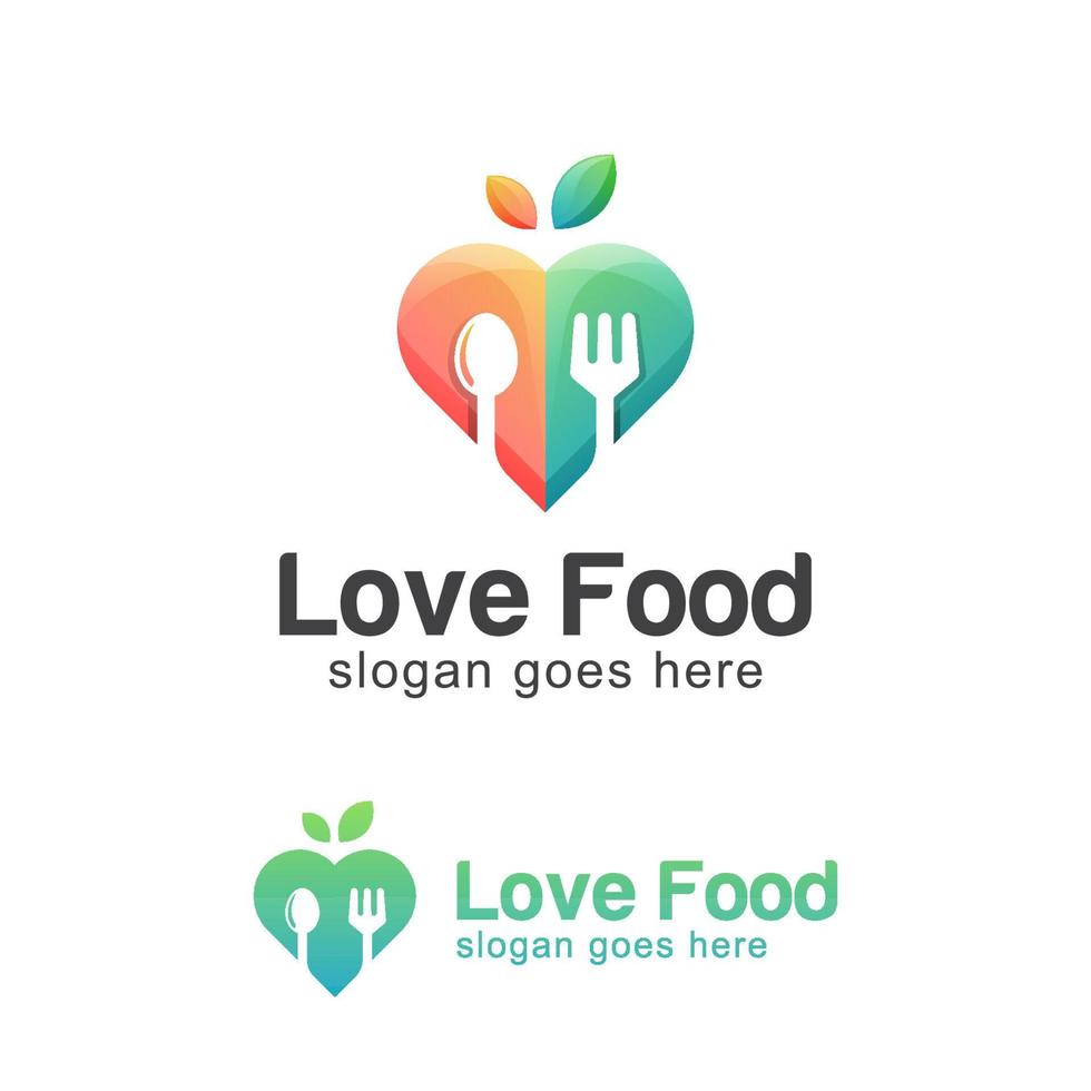 logo design of favorite or love food, love vegetables, vegan food symbol icon illustration vector