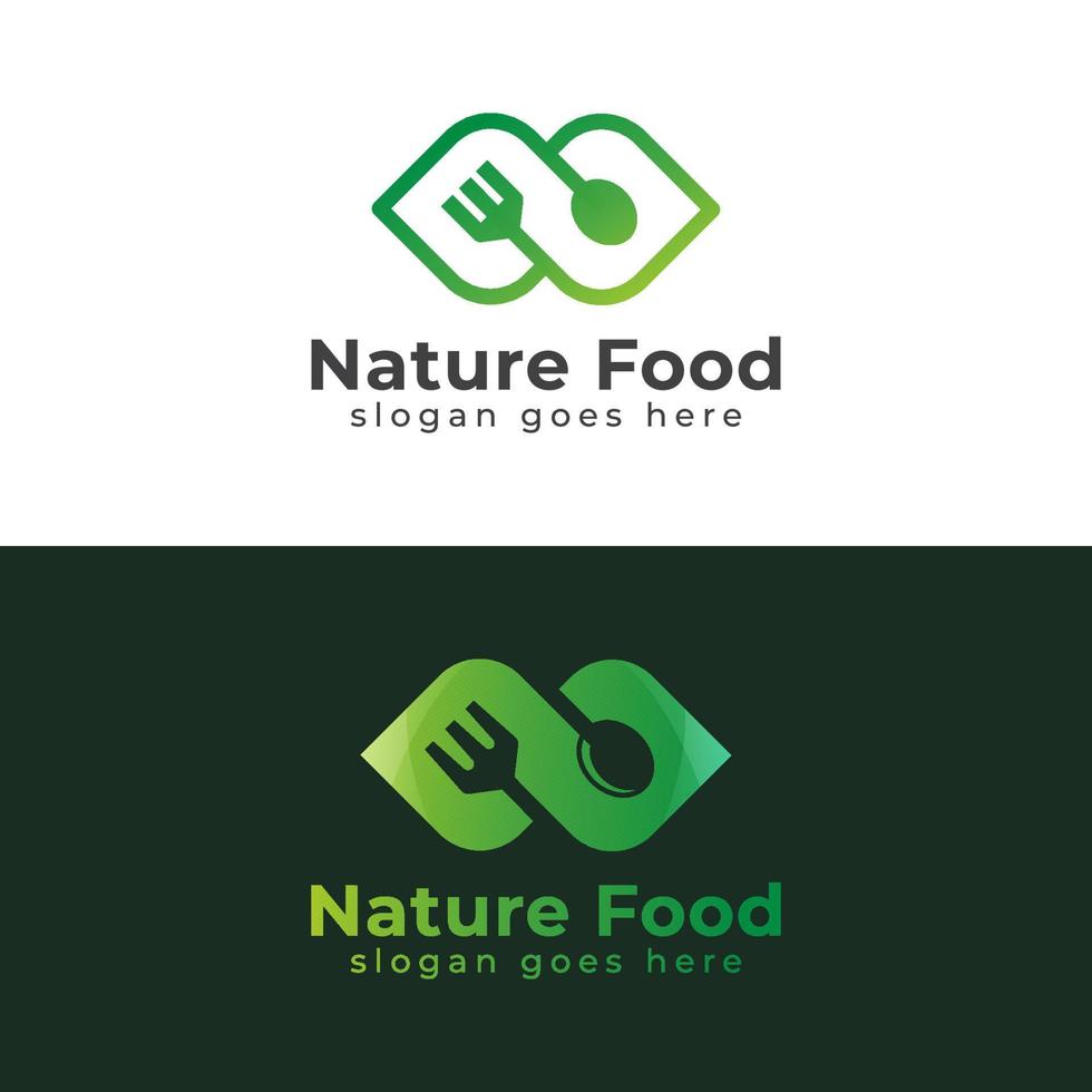 diseño de logotipo creativo de diseño de iconos de alimentos orgánicos, símbolo vectorial para vegetariano, diseño de iconos de vida saludable de alimentos naturales vector