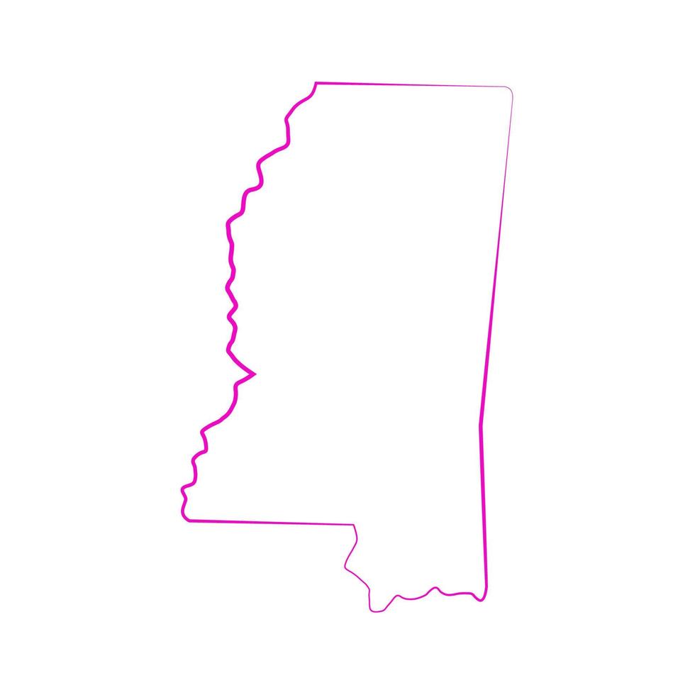 Mapa de Mississippi sobre fondo blanco. vector