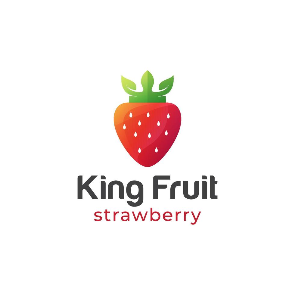 fresh fruit strawberry king with shield and crown shape on top vector