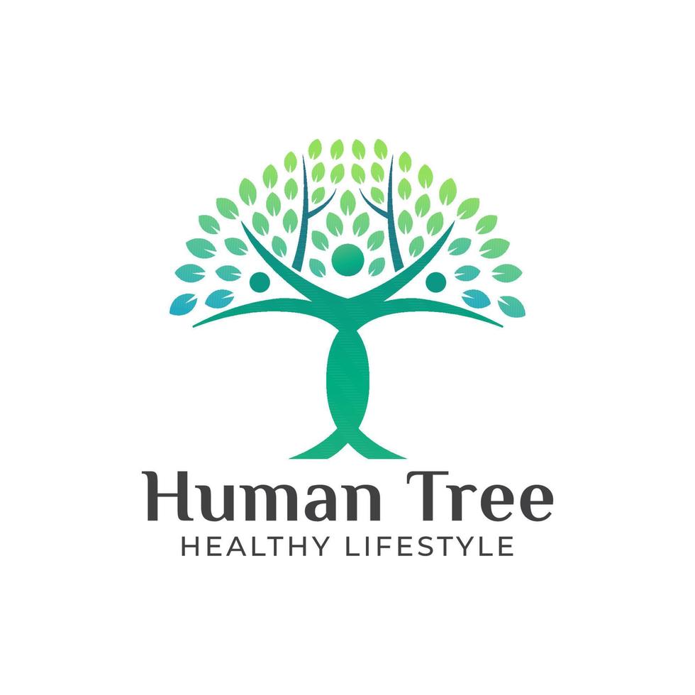 creative logo design of human or people tree symbol vector