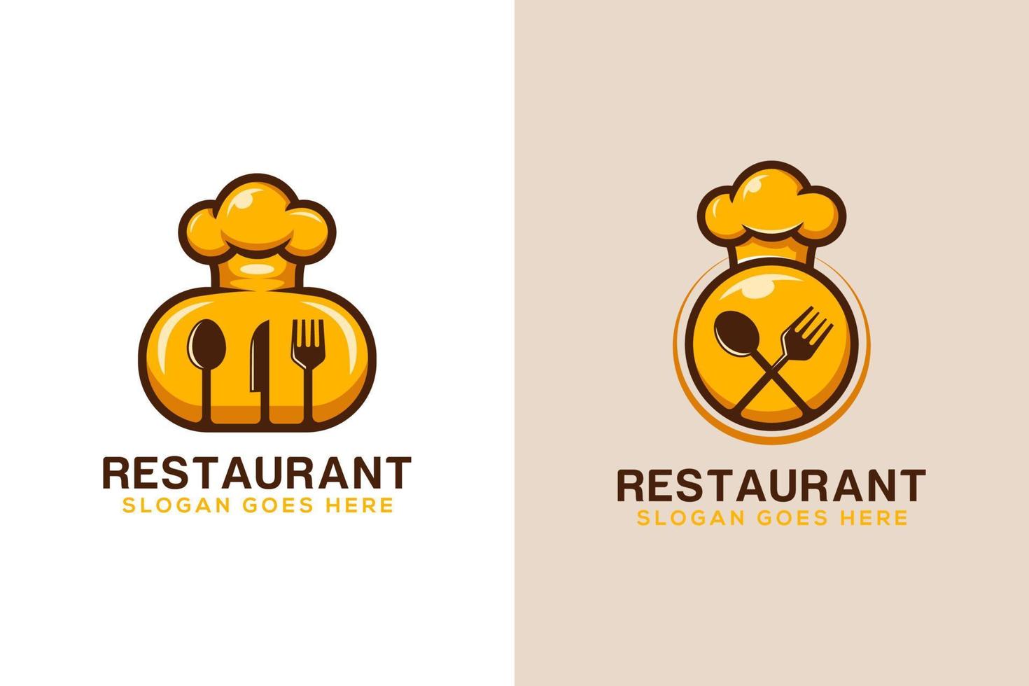 diseño del logotipo del símbolo de buena comida del restaurante, logotipo de comida vintage moderno con dos versiones vector