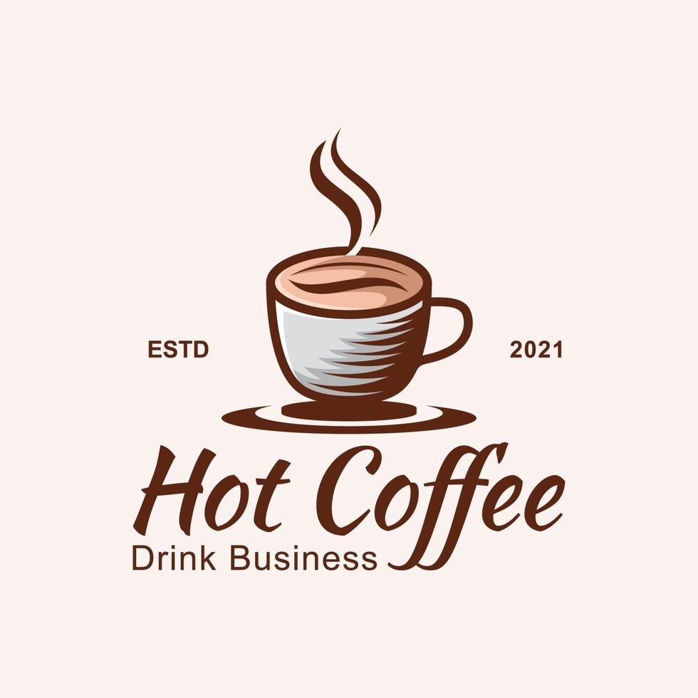 vintage logo of drink coffee or tea for business drink, coffee cafe retro logo vector