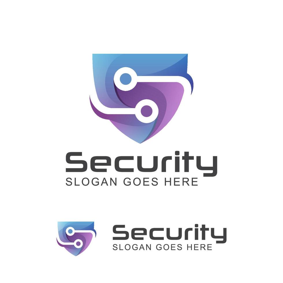 modern logo of creative letter S for security technology system with shield symbol vector