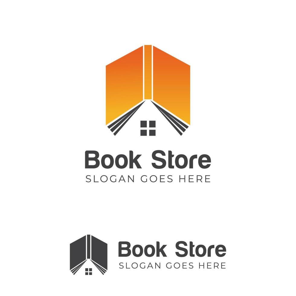roof book store or book home simple logo, library symbol icon design vector