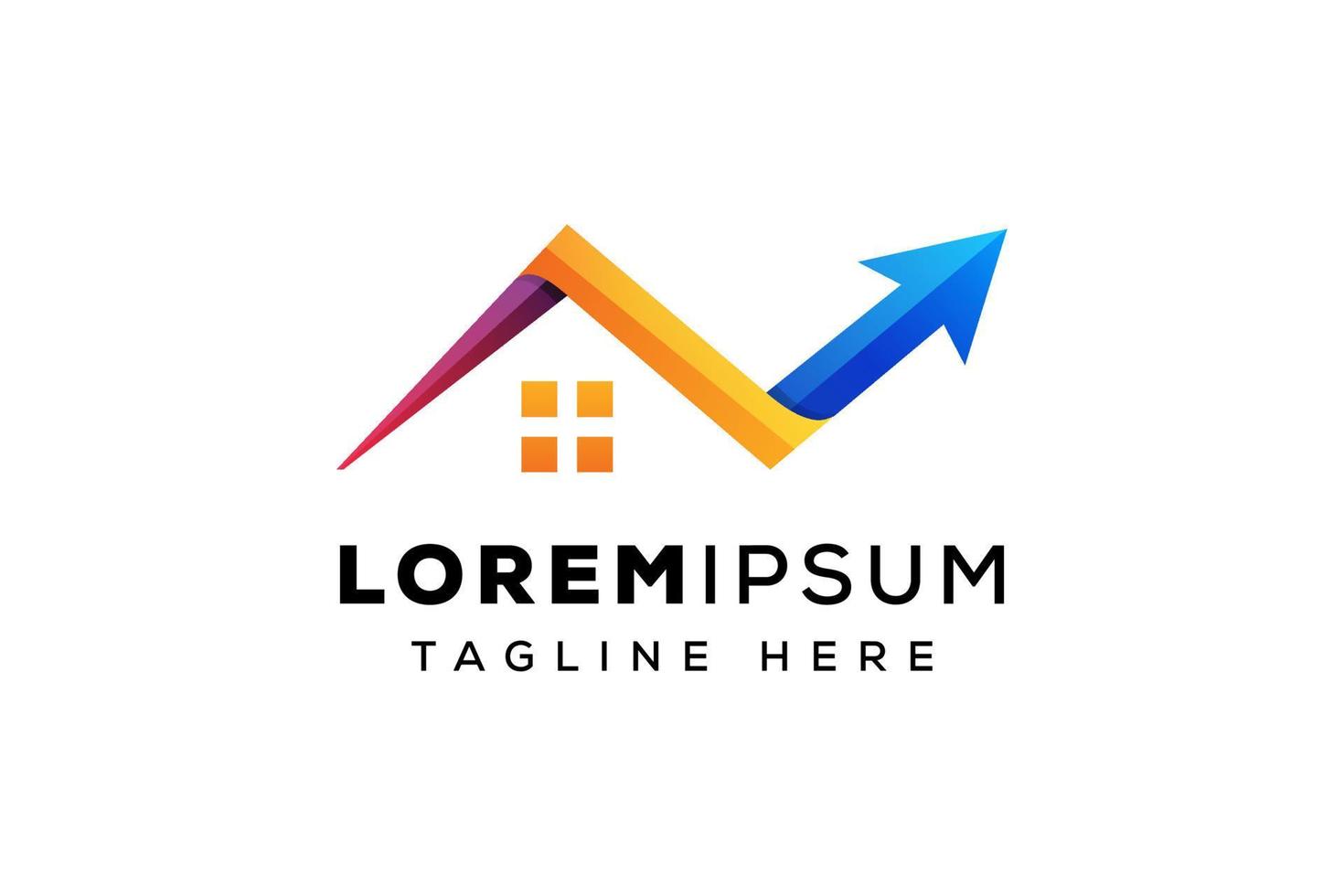 Chart Home Business logo design, grow Real Estate Finance, Apartment Leading for building investment vector