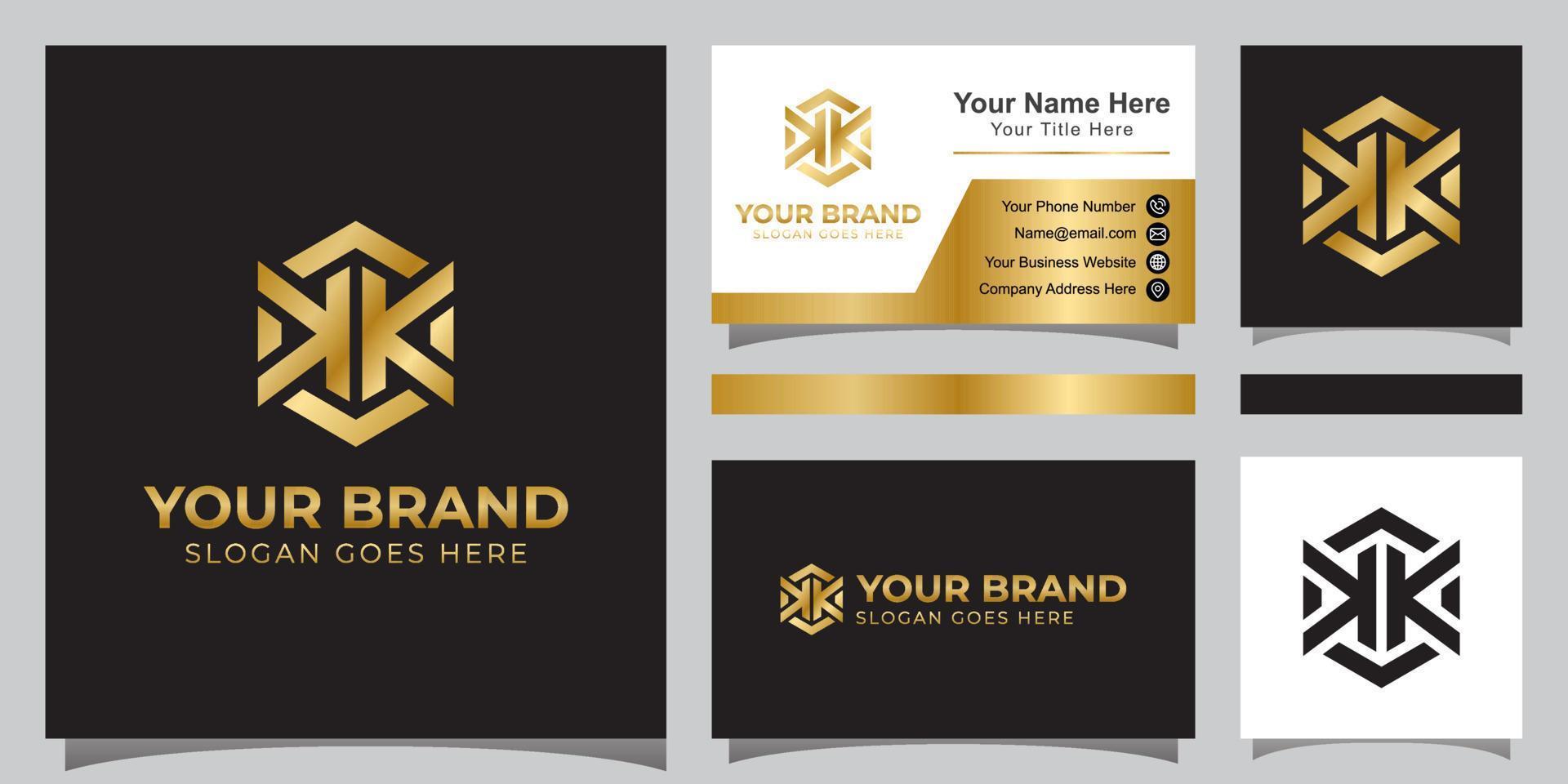 elegant letter double K with hexagonal logo for your business brand and business card vector