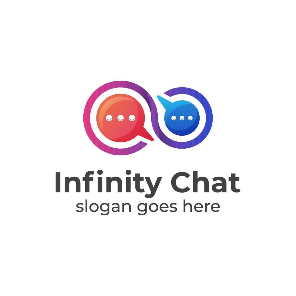 colorful logo design of infinity bubble chat conversation symbol or icon illustration vector