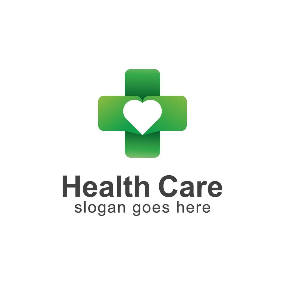 gradient logo of Health care  combined cross and love symbol icon illustration vector