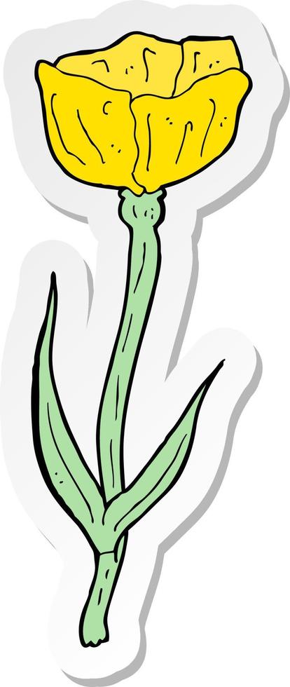 sticker of a cartoon flower vector