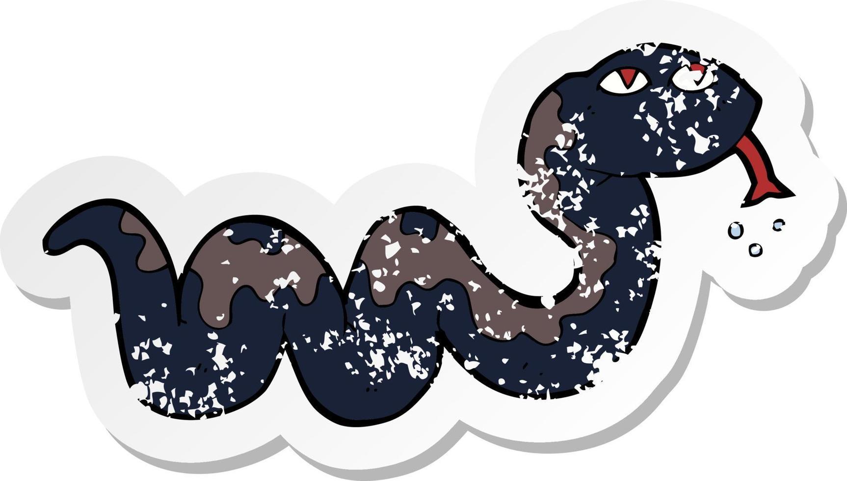 retro distressed sticker of a cartoon snake vector