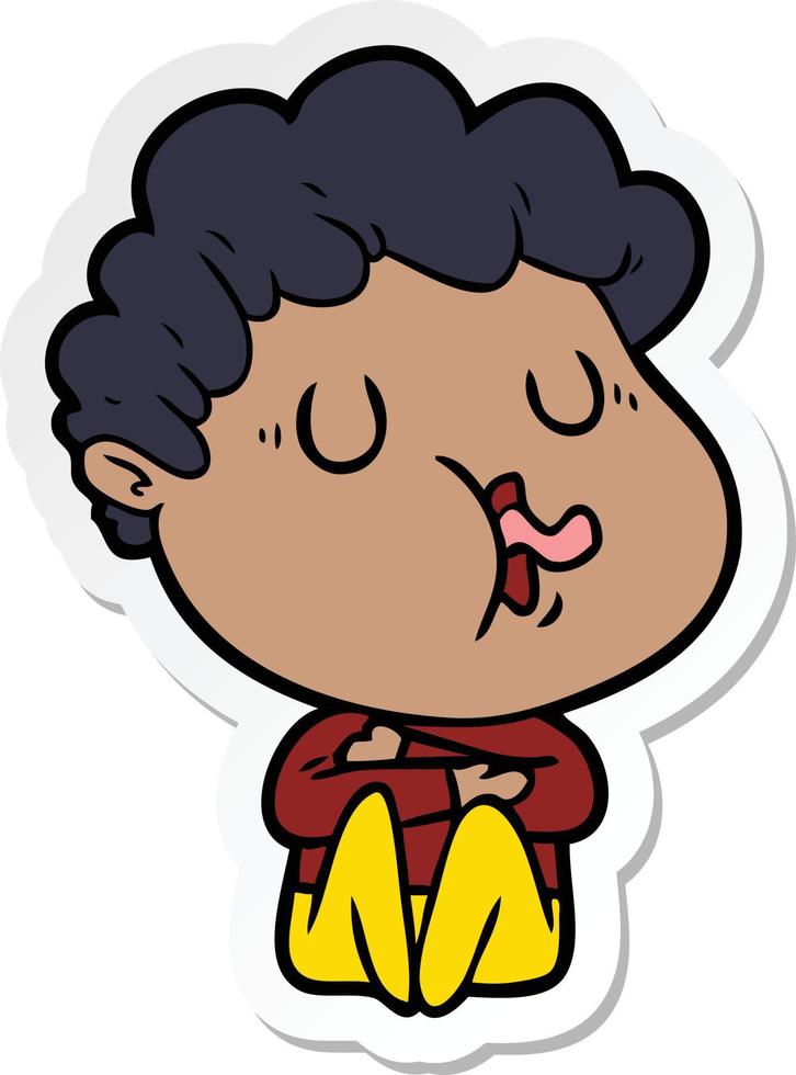 sticker of a cartoon man singing vector