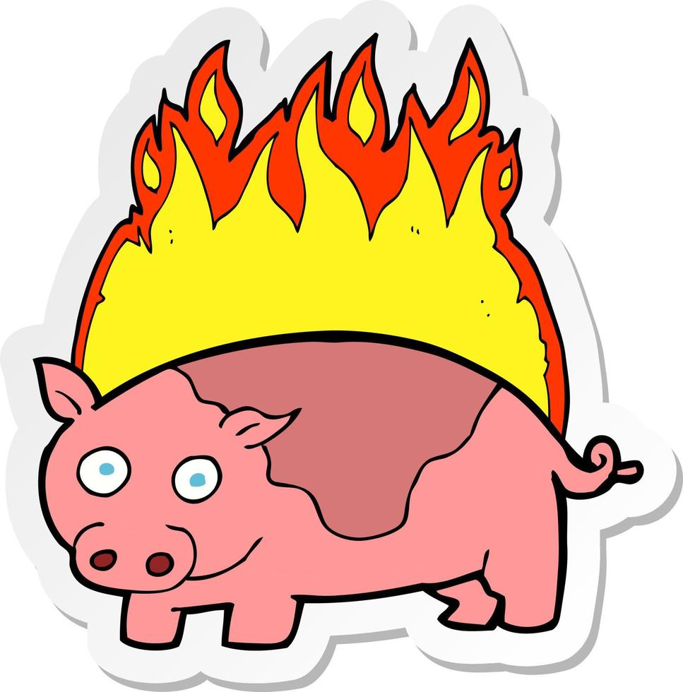 sticker of a cartoon roast ham vector