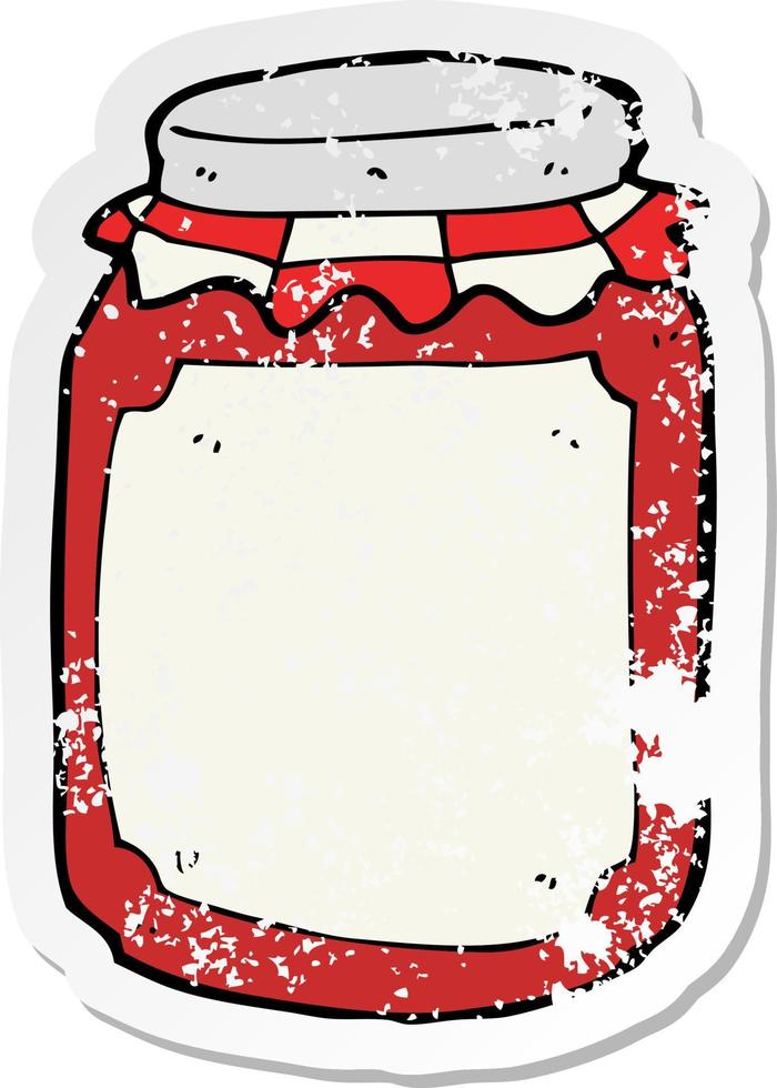 retro distressed sticker of a cartoon jar of preserve vector