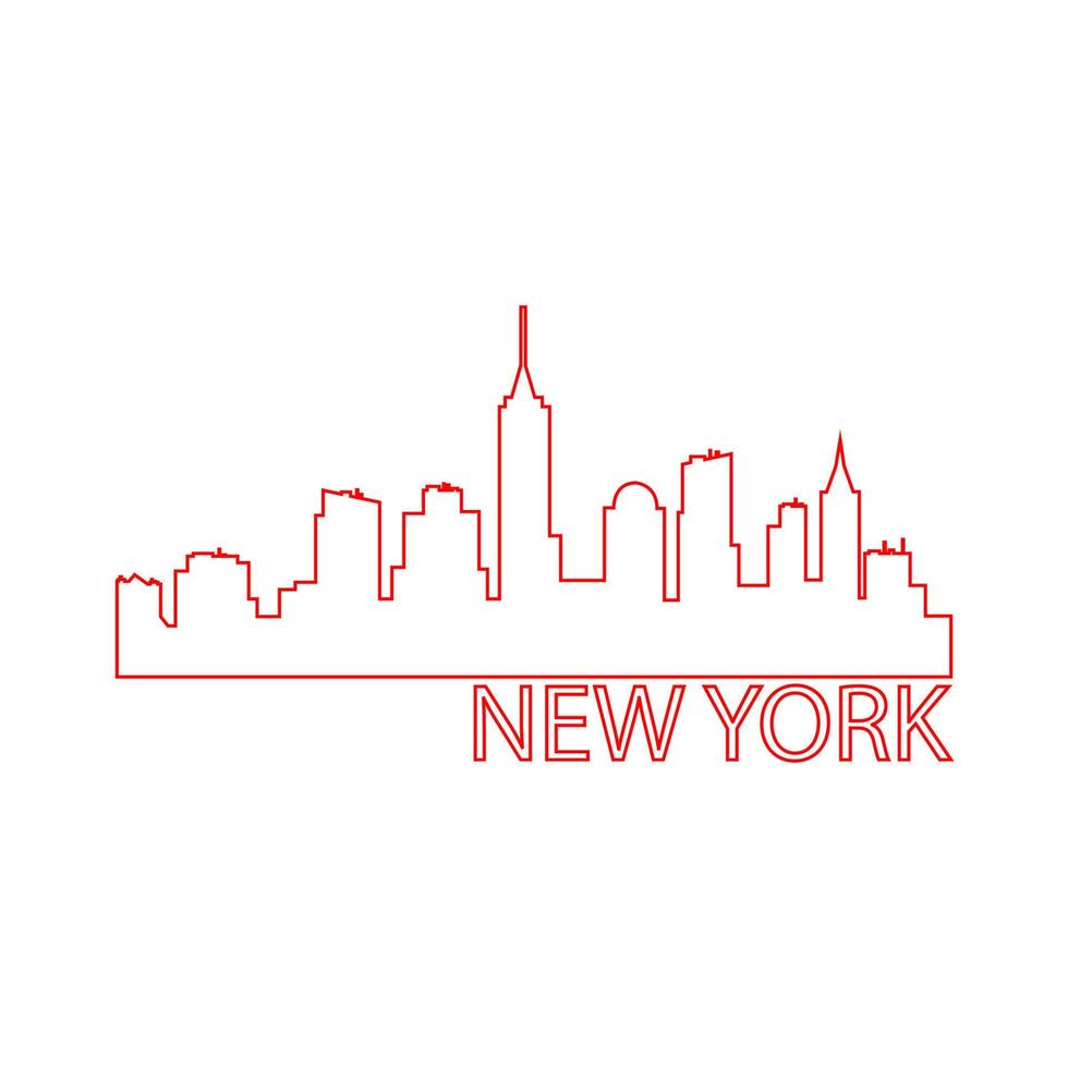 New york skyline on white background vector