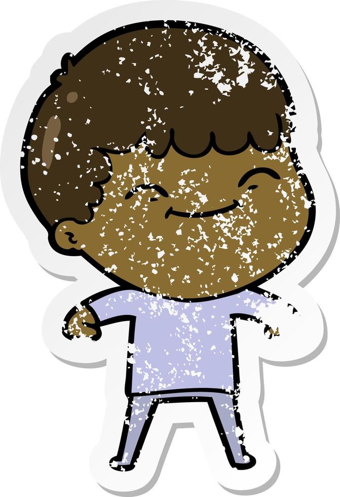 distressed sticker of a cartoon happy boy vector