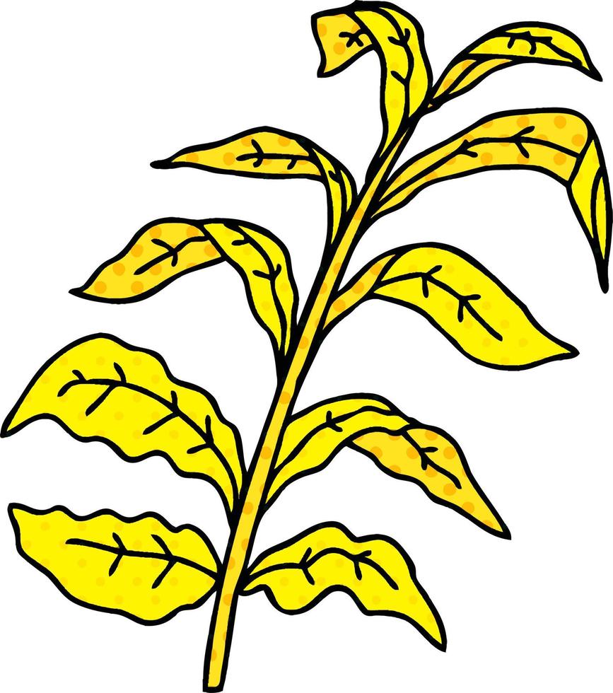 quirky comic book style cartoon corn leaves vector