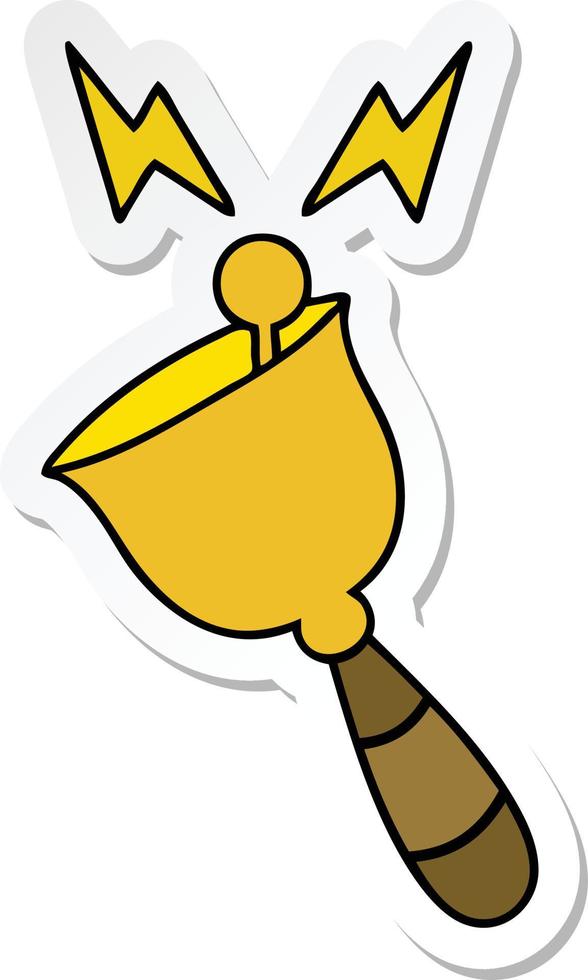 sticker of a cute cartoon ringing hand bell vector