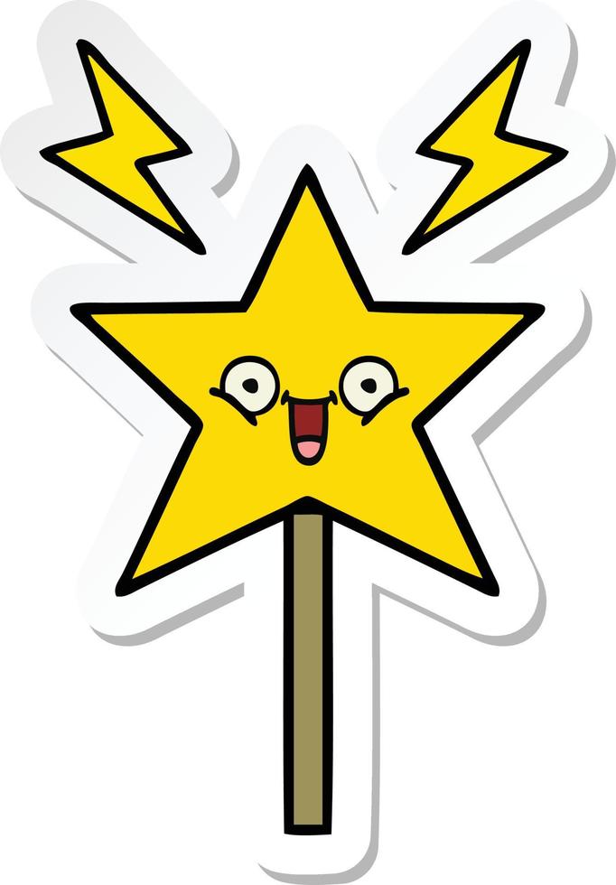sticker of a cute cartoon magic wand vector