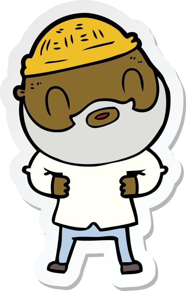 sticker of a cartoon bearded man vector