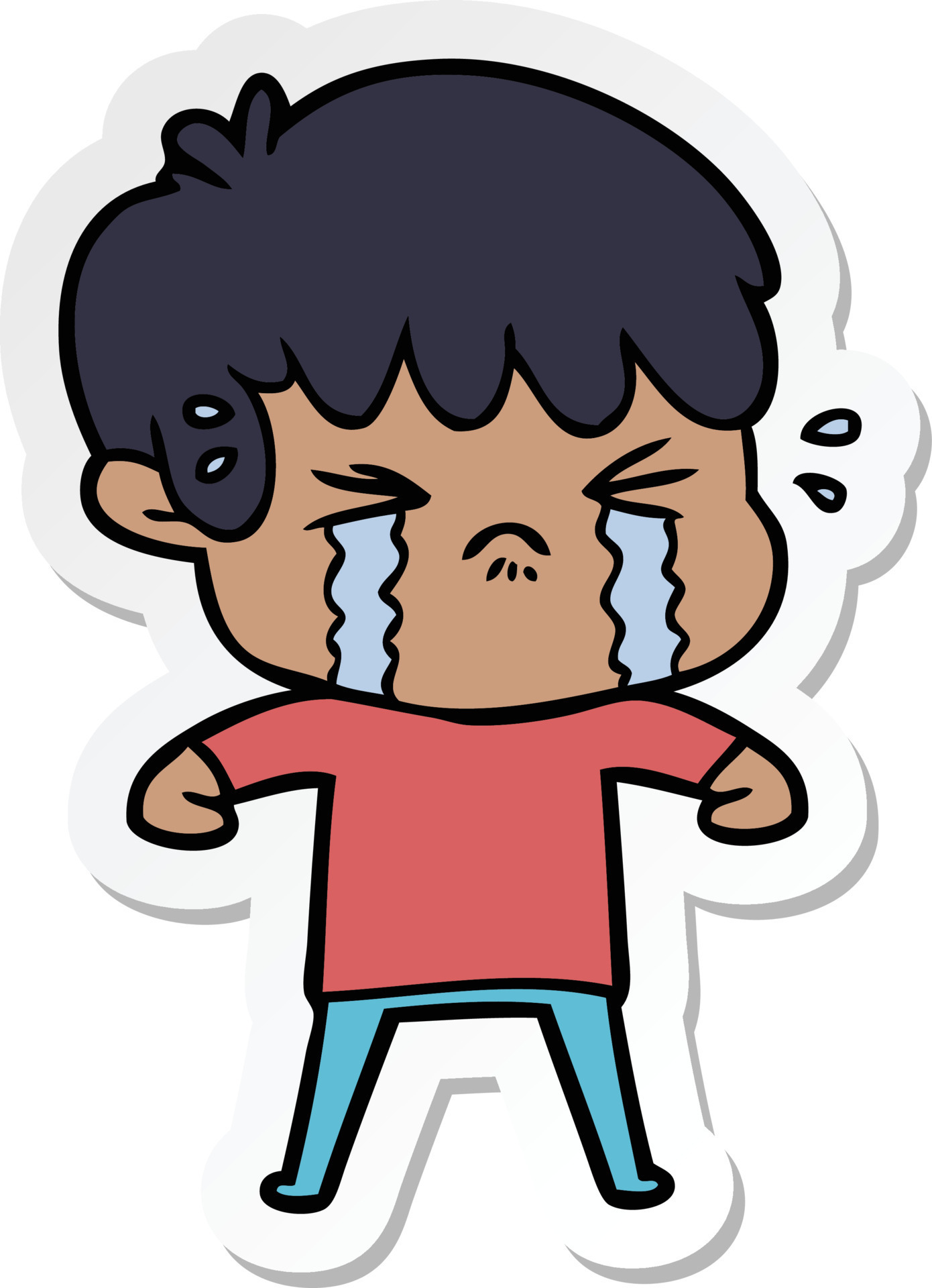 sticker of a cartoon boy crying 8462652 Vector Art at Vecteezy