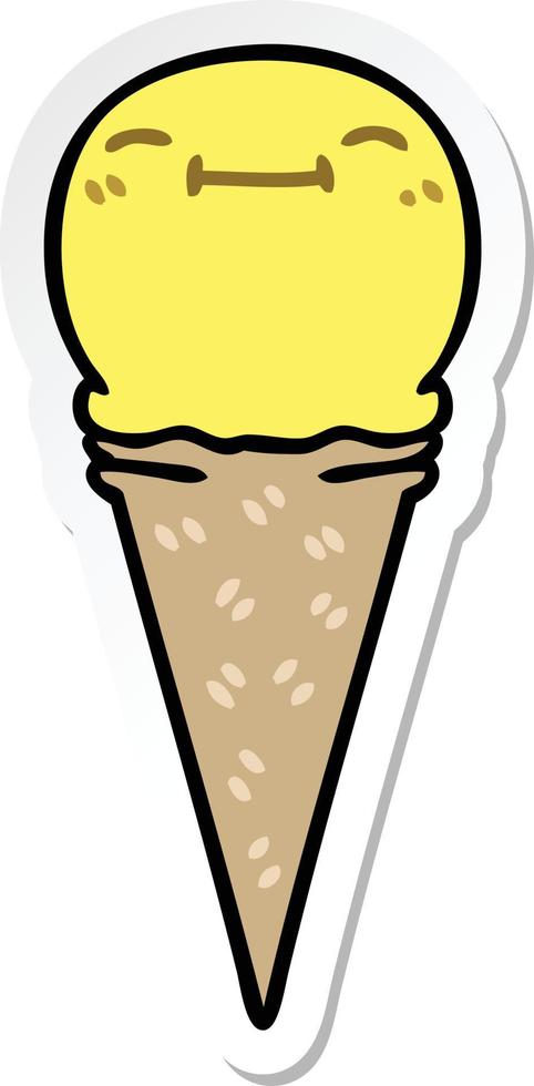 sticker of a quirky hand drawn cartoon happy ice cream vector